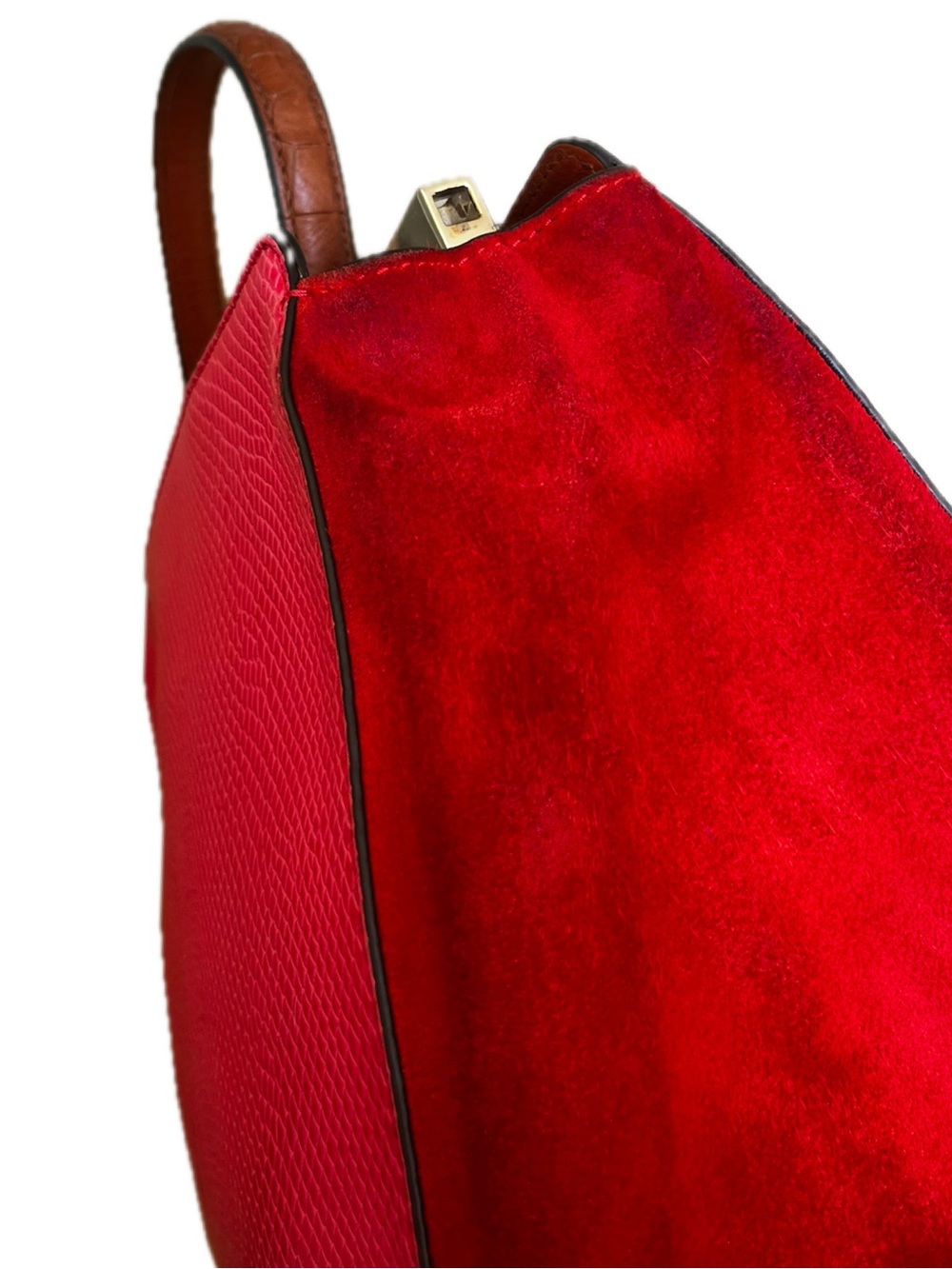 Kate Spade Angelika Prembrey Place Red Snake Embossed Leather & Suede Satchel - Picture 6 of 16